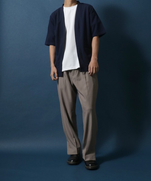 ANPAS（アンパス）の「Georgette Buttonless Loose Cardigan/ジョーゼット ボタンレス 5分袖 ルーズカーディガン（カーディガン/ボレロ・メンズ・ブラック/ライトグレー/ネイビー・LL/M/L）」の8枚目の写真