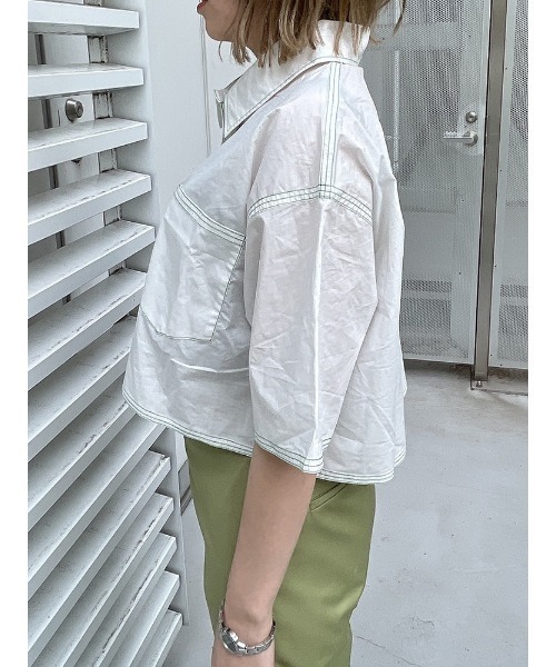 ENVYM（アンビー）の「クロップドＢＯＸＹＳＨ（シャツ/ブラウス・レディース・ホワイト/ブラック・FREE）」の20枚目の写真