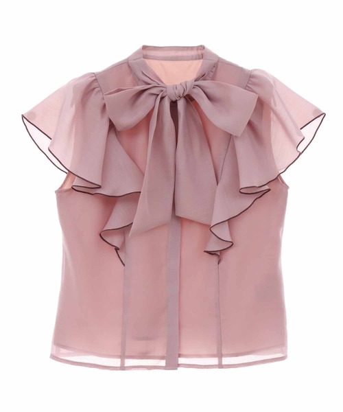 31 Sons de mode(トランテアン ソン ドゥ モード)の「シアーフリル2WAYブラウス(シャツ/ブラウス・レディース・ライトグレー/ブラック/クリーム/ピンク・36)」の14枚目の写真