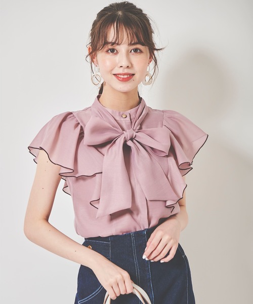 31 Sons de mode(トランテアン ソン ドゥ モード)の「シアーフリル2WAYブラウス(シャツ/ブラウス・レディース・ライトグレー/ブラック/クリーム/ピンク・36)」の8枚目の写真