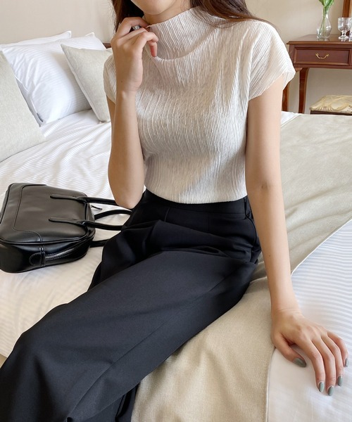 by muni:r(バイ ムニール)の「ハイウエストピンタックバンディングスラックス(スラックス・レディース・ライトピンク/ブラック/ライトグリーン系・FREE)」の16枚目の写真
