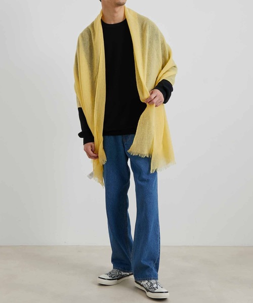 ADAM ET ROPE'（アダムエロペ）の「【WEB限定】カシミア混 ワイド ストール ショール/ユニセックス（ストール/ショール・メンズ・ブラック/ダークブラウン/ブルー/イエロー・FREE）」の19枚目の写真