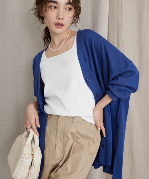 AMERICAN HOLIC(アメリカンホリック)の「UVカットミディカーディガン(カーディガン/ボレロ・レディース・ブラック/ブラウン/ピンク/グレー系その他2/ブルー/イエロー・L/M)」の4枚目の写真