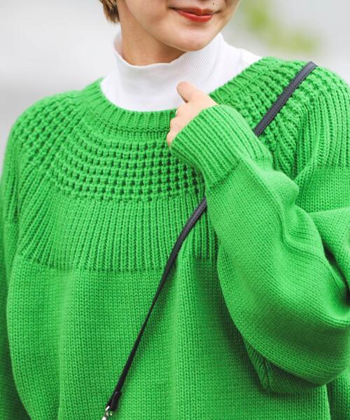 coen（コーエン）の「［洗える］タンショクキュウシンライクニット#（ニット/セーター・レディース・ブラック/ネイビー/ブラウン/グレー/オフホワイト/オレンジ/マスタード/ケリー・M/L）」の13枚目の写真