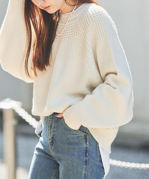 coen（コーエン）の「［洗える］タンショクキュウシンライクニット#（ニット/セーター・レディース・ブラック/ネイビー/ブラウン/グレー/オフホワイト/オレンジ/マスタード/ケリー・M/L）」の17枚目の写真