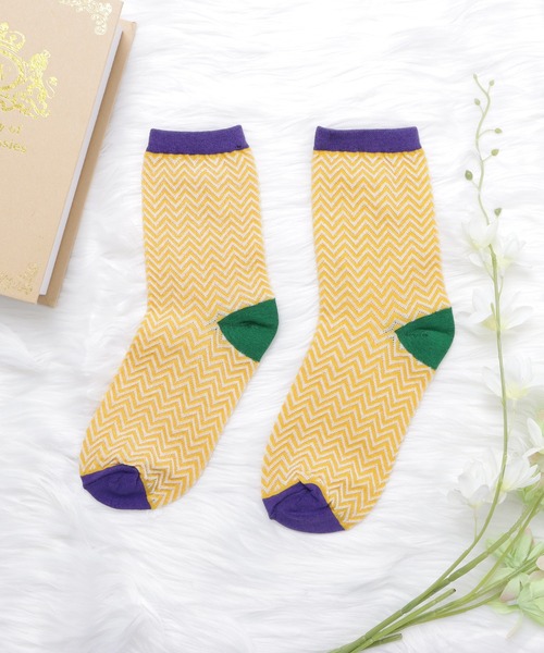 Lace Ladies(レースレディース)の「【5色組】幾何学柄クルーソックスセット(ソックス/靴下・レディース・マルチ・FREE)」の3枚目の写真