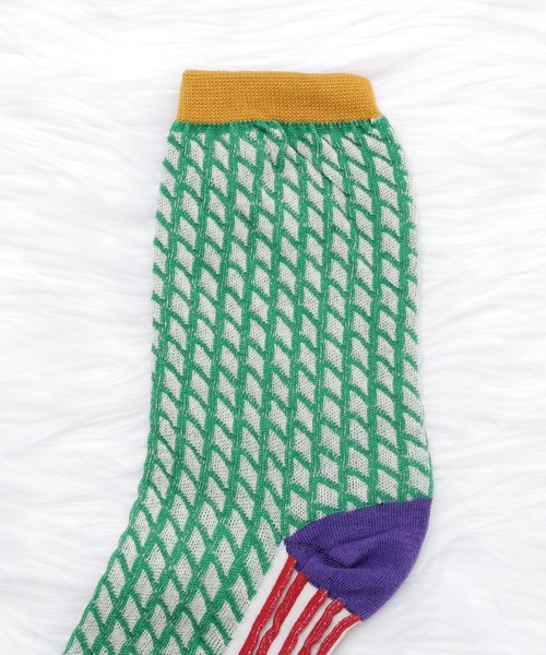 Lace Ladies(レースレディース)の「【5色組】幾何学柄クルーソックスセット(ソックス/靴下・レディース・マルチ・FREE)」の9枚目の写真