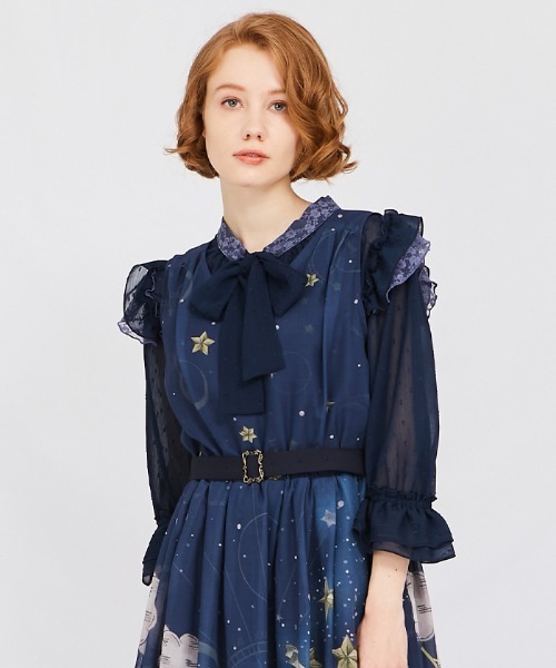axes femme(アクシーズファム)の「2WAYラメ混ドビー素材ブラウス(シャツ/ブラウス・レディース・ホワイト/ブラック/ネイビー・FREE)」の2枚目の写真