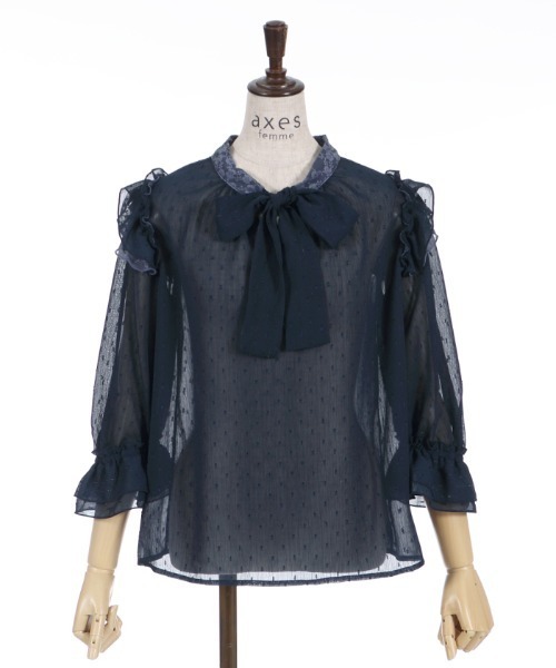 axes femme(アクシーズファム)の「2WAYラメ混ドビー素材ブラウス(シャツ/ブラウス・レディース・ホワイト/ブラック/ネイビー・FREE)」の14枚目の写真