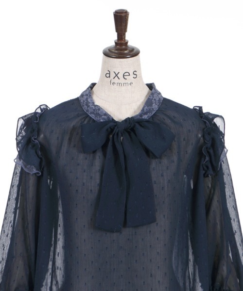 axes femme(アクシーズファム)の「2WAYラメ混ドビー素材ブラウス(シャツ/ブラウス・レディース・ホワイト/ブラック/ネイビー・FREE)」の7枚目の写真