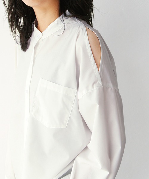 Chillfar(チルファー)の「肩開きマルチシャツ/ストライプシャツ(シャツ/ブラウス・レディース・ホワイト/ブルー・FREE)」の17枚目の写真