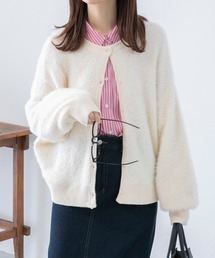 2way シャギーニットクルーカーディガン