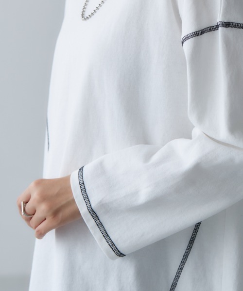 miclat(ミクラ)の「大きいサイズ アウトステッチカットソー miclat(Tシャツ/カットソー・レディース・オフホワイト/ライム・L/LL/4L/3L)」の18枚目の写真