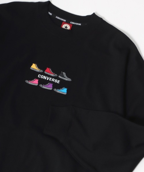 CONVERSE(コンバース)の「CONVERSE/コンバース オーバーサイズ 裏毛 カラフル オールスター スニーカー ロゴ 刺繍 スウェット トレーナー/長袖 トップス プルオーバー/レディース メンズ(スウェット・レディース・ホワイト/ブラック/ダークグリーン/オートミール/ホワイト系その他/ブラック系その他/ベージュ系その他/グリーン系その他・LL/M/L)」の4枚目の写真