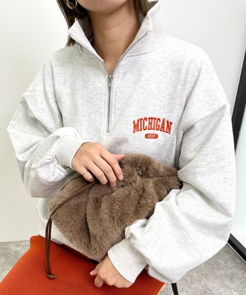 MLI'A（エムリア）の「ハーフZIPロゴスウェット（スウェット・レディース・ブラック/オートミール/ボルドー・M）」の13枚目の写真