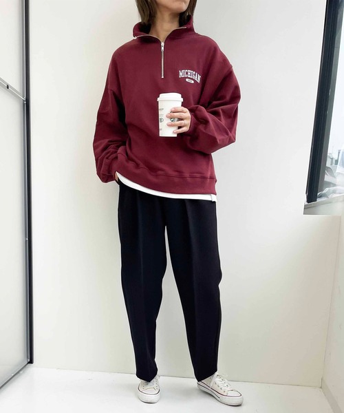 MLI'A（エムリア）の「ハーフZIPロゴスウェット（スウェット・レディース・ブラック/オートミール/ボルドー・M）」の15枚目の写真