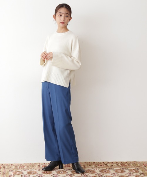 N.（N. Natural Beauty Basic）（エヌエヌナチュラルビューティーベーシック）の「◆デンスホワイトクルーネックニット（ニット/セーター・レディース・オフホワイト/ライトグリーン/イエロー・MEDIUM）」の13枚目の写真