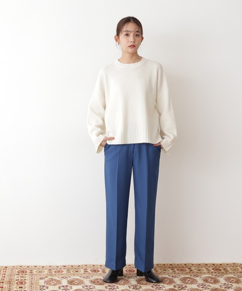 N.（N. Natural Beauty Basic）（エヌエヌナチュラルビューティーベーシック）の「◆デンスホワイトクルーネックニット（ニット/セーター・レディース・オフホワイト/ライトグリーン/イエロー・MEDIUM）」の9枚目の写真