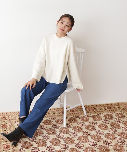 N.（N. Natural Beauty Basic）（エヌエヌナチュラルビューティーベーシック）の「◆デンスホワイトクルーネックニット（ニット/セーター・レディース・オフホワイト/ライトグリーン/イエロー・MEDIUM）」の11枚目の写真