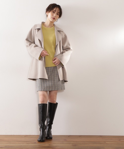 N.（N. Natural Beauty Basic）（エヌエヌナチュラルビューティーベーシック）の「◆デンスホワイトクルーネックニット（ニット/セーター・レディース・オフホワイト/ライトグリーン/イエロー・MEDIUM）」の4枚目の写真