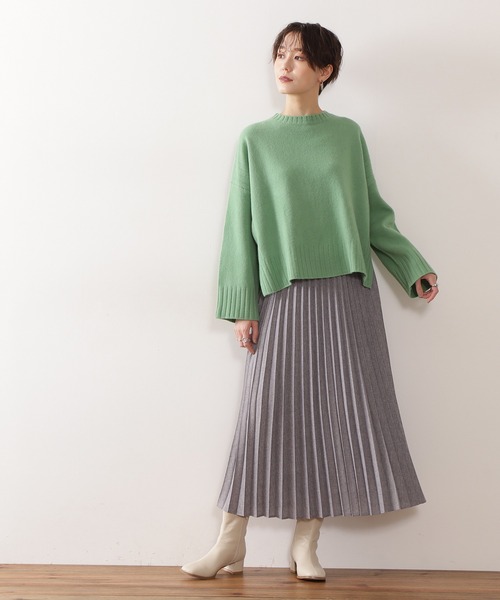 N.（N. Natural Beauty Basic）（エヌエヌナチュラルビューティーベーシック）の「◆デンスホワイトクルーネックニット（ニット/セーター・レディース・オフホワイト/ライトグリーン/イエロー・MEDIUM）」の7枚目の写真