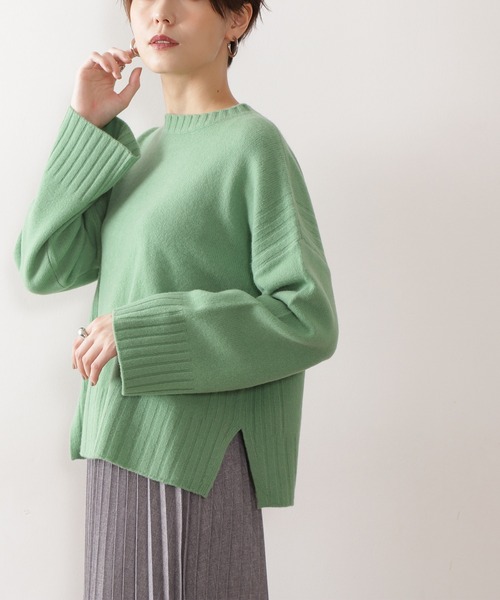 N.（N. Natural Beauty Basic）（エヌエヌナチュラルビューティーベーシック）の「◆デンスホワイトクルーネックニット（ニット/セーター・レディース・オフホワイト/ライトグリーン/イエロー・MEDIUM）」の5枚目の写真