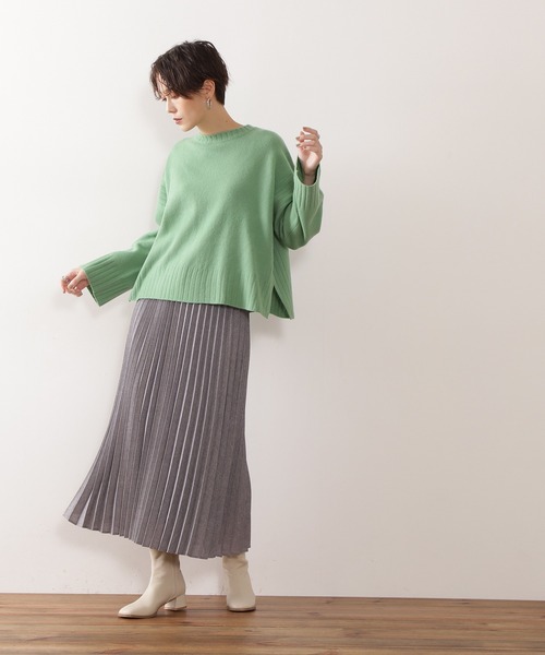 N.（N. Natural Beauty Basic）（エヌエヌナチュラルビューティーベーシック）の「◆デンスホワイトクルーネックニット（ニット/セーター・レディース・オフホワイト/ライトグリーン/イエロー・MEDIUM）」の6枚目の写真