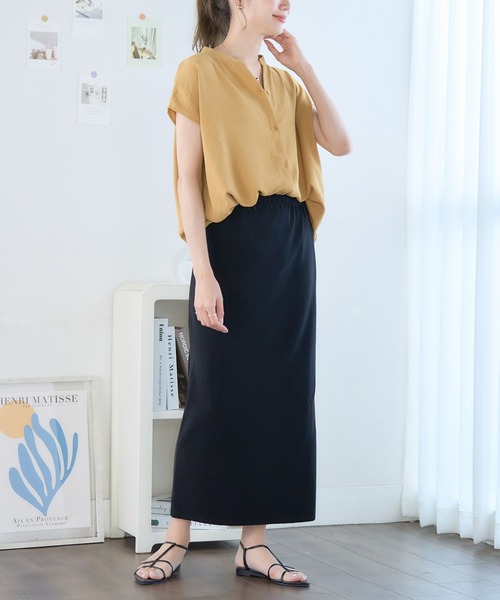 アイレネ　IRENE サイドプリーツ　タイトスカート　新品・未使用　送料無料 セール】 【杏さん着用/洗える】レザーライクプリーツ スカート