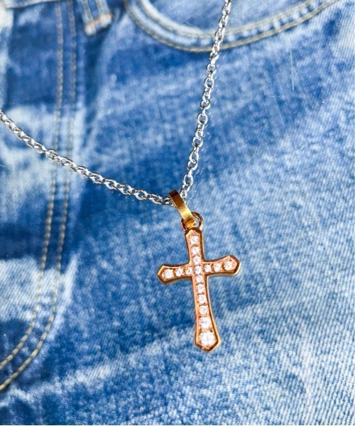 【セール】【W】【it】【サージカルステンレス316L】金属アレルギー対応 ジルコニアクロスネックレス（ネックレス）｜ARCHIVER（アーカイバ）