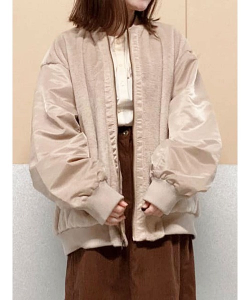 ehka sopo（エヘカソポ）の「ファー切替ブルゾン（ブルゾン・レディース・ブラウン/ベージュ/キナリ・ﾌﾘ-）」の3枚目の写真