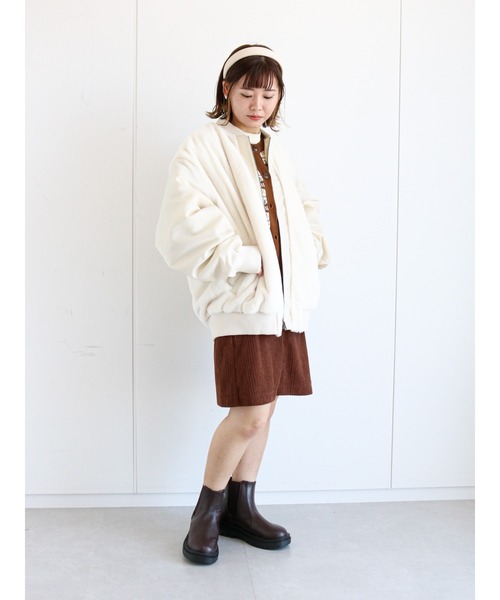 ehka sopo（エヘカソポ）の「ファー切替ブルゾン（ブルゾン・レディース・ブラウン/ベージュ/キナリ・ﾌﾘ-）」の4枚目の写真