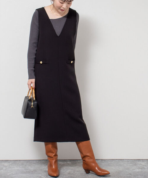 NOLLEY’S（ノーリーズ）の「◇【WEB限定】ジャンパースカート（ワンピース・レディース・ブラック/ブラウン/オフホワイト・FREE）」の2枚目の写真