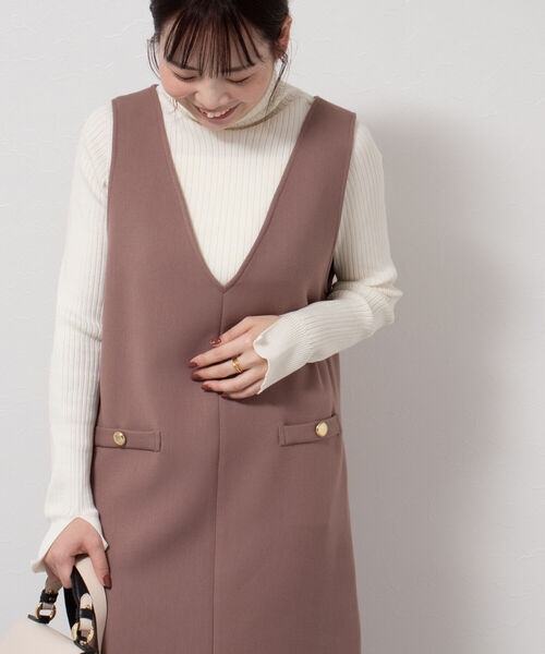 NOLLEY’S（ノーリーズ）の「◇【WEB限定】ジャンパースカート（ワンピース・レディース・ブラック/ブラウン/オフホワイト・FREE）」の6枚目の写真