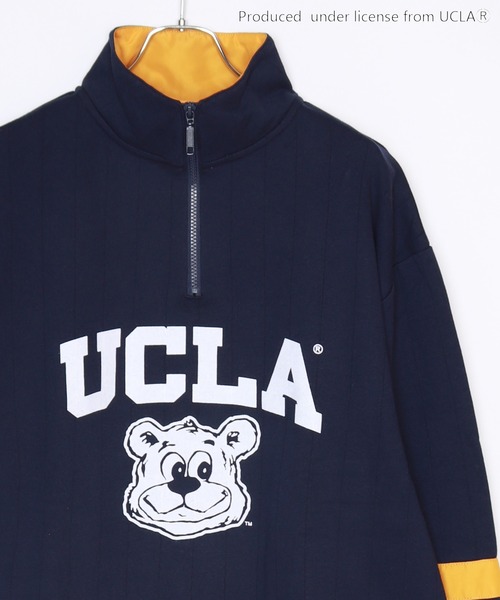 UCLA(ユーシーエルエー)の「UCLA 針抜き裏起毛 オーバーサイズ ハーフジップスウェットシャツ(スウェット・メンズ・アッシュ/ネイビー/ダークグリーン/ブルー・L/M)」の4枚目の写真