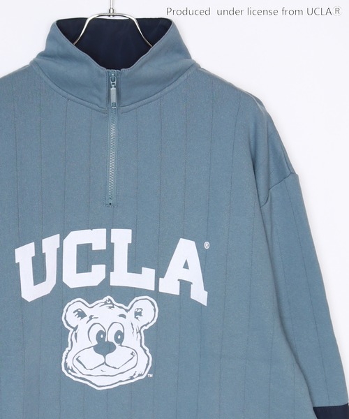 UCLA(ユーシーエルエー)の「UCLA 針抜き裏起毛 オーバーサイズ ハーフジップスウェットシャツ(スウェット・メンズ・アッシュ/ネイビー/ダークグリーン/ブルー・L/M)」の15枚目の写真