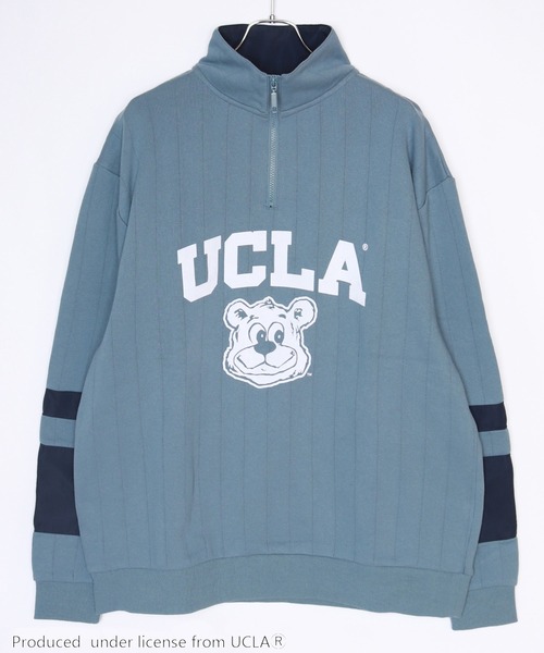 UCLA(ユーシーエルエー)の「UCLA 針抜き裏起毛 オーバーサイズ ハーフジップスウェットシャツ(スウェット・メンズ・アッシュ/ネイビー/ダークグリーン/ブルー・L/M)」の5枚目の写真