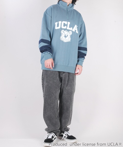 UCLA(ユーシーエルエー)の「UCLA 針抜き裏起毛 オーバーサイズ ハーフジップスウェットシャツ(スウェット・メンズ・アッシュ/ネイビー/ダークグリーン/ブルー・L/M)」の8枚目の写真