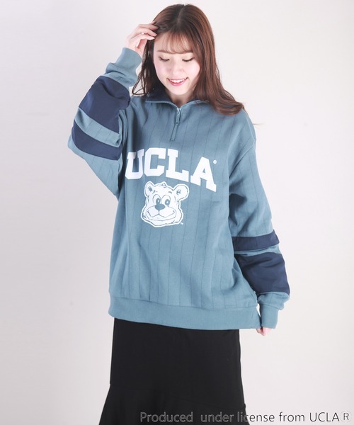 UCLA(ユーシーエルエー)の「UCLA 針抜き裏起毛 オーバーサイズ ハーフジップスウェットシャツ(スウェット・メンズ・アッシュ/ネイビー/ダークグリーン/ブルー・L/M)」の10枚目の写真