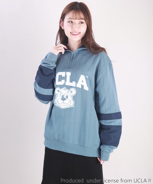 UCLA(ユーシーエルエー)の「UCLA 針抜き裏起毛 オーバーサイズ ハーフジップスウェットシャツ(スウェット・メンズ・アッシュ/ネイビー/ダークグリーン/ブルー・L/M)」の9枚目の写真