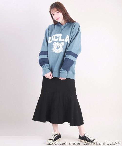 UCLA(ユーシーエルエー)の「UCLA 針抜き裏起毛 オーバーサイズ ハーフジップスウェットシャツ(スウェット・メンズ・アッシュ/ネイビー/ダークグリーン/ブルー・L/M)」の11枚目の写真