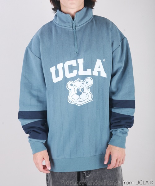 UCLA(ユーシーエルエー)の「UCLA 針抜き裏起毛 オーバーサイズ ハーフジップスウェットシャツ(スウェット・メンズ・アッシュ/ネイビー/ダークグリーン/ブルー・L/M)」の14枚目の写真