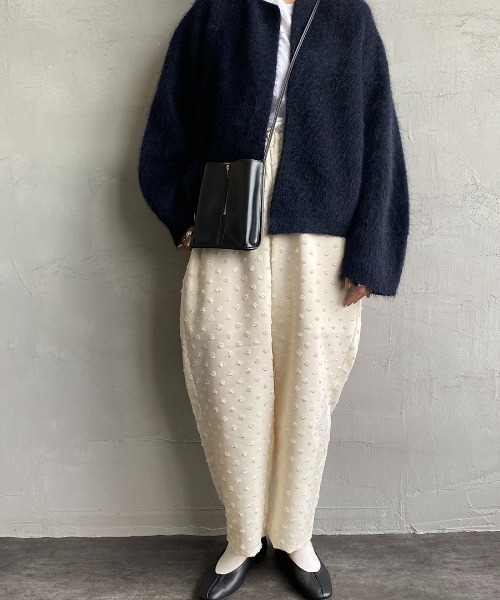 mizuiroind（ミズイロインド）の「[mizuiro ind/ミズイロインド] ドットカットジャカードイージーパンツ（その他パンツ・レディース・ブラック/オフホワイト・F）」の3枚目の写真