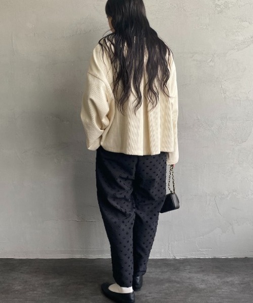 mizuiroind（ミズイロインド）の「[mizuiro ind/ミズイロインド] ドットカットジャカードイージーパンツ（その他パンツ・レディース・ブラック/オフホワイト・F）」の10枚目の写真