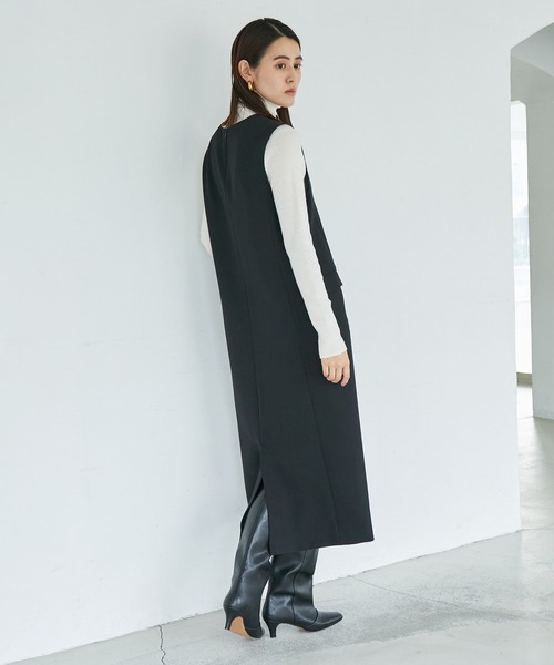 ROPE'（ロペ）の「ダブルクロスジレ風ジャンパースカート（ジャンパースカート・レディース・ベージュ/ブラック・36/38）」の10枚目の写真