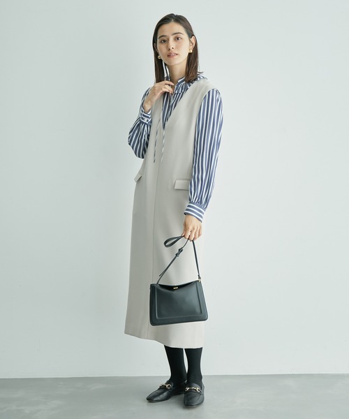 ROPE'（ロペ）の「ダブルクロスジレ風ジャンパースカート（ジャンパースカート・レディース・ベージュ/ブラック・36/38）」の19枚目の写真