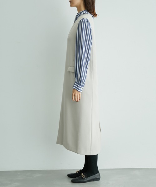 ROPE'（ロペ）の「ダブルクロスジレ風ジャンパースカート（ジャンパースカート・レディース・ベージュ/ブラック・36/38）」の3枚目の写真