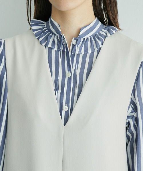 ROPE'（ロペ）の「ダブルクロスジレ風ジャンパースカート（ジャンパースカート・レディース・ベージュ/ブラック・36/38）」の14枚目の写真