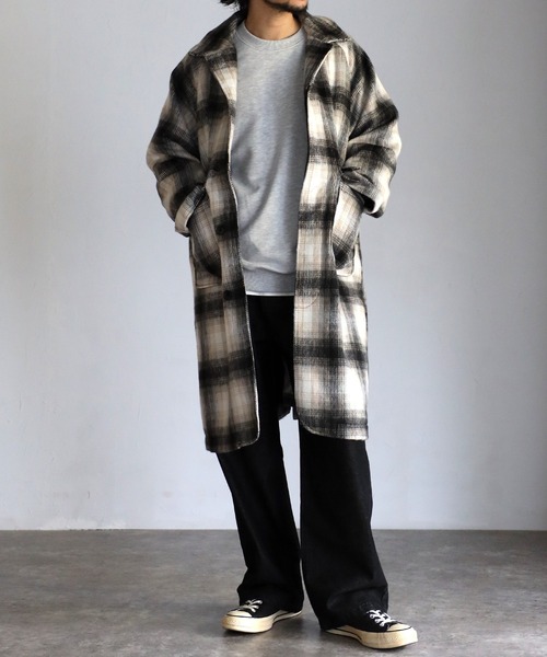 CREARE -LINO-（クレアーレリノ）の「シャギーフェイクウールバルカラーコート<ユニセックス>（チェスターコート・メンズ・ブラック/ブラック系その他/ブラウン・M/L/XL）」の21枚目の写真