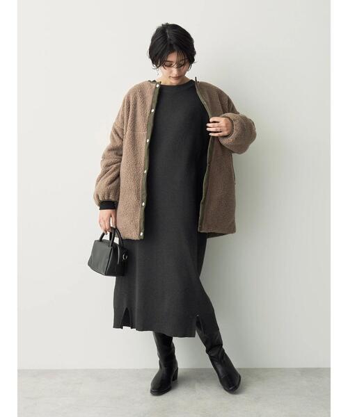Yecca vecca ウール30%混 総柄ニットワンピース M YECCA VECCA｜【2点SET】キャミ付きニットワンピース | Rakuten