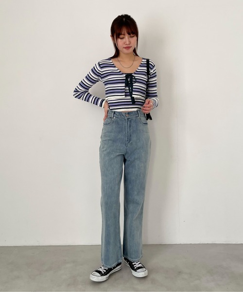 EPIMI E'PIMMY（エピミエピミー）の「〈Setでも〉ランダムボーダーニットキャミソール（キャミソール・レディース・グリーン系その他/オレンジ/パープル・MEDIUM）」の7枚目の写真